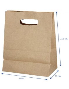 BOLSA PAPEL KRAFT ASA TROQUEL 22+11x27,5 CM 250 UD