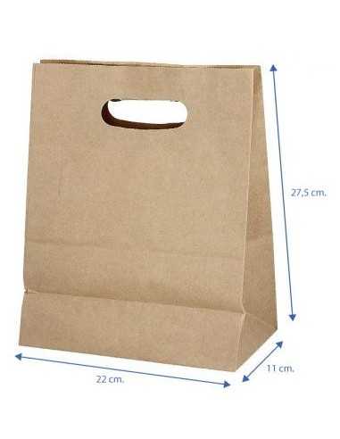 BOLSA PAPEL KRAFT ASA TROQUEL 22+11x27,5 CM 250 UD