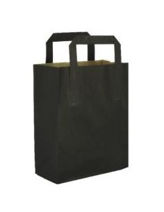 BOLSA PAPEL NEGRA ASA PLANA 18+9X22 CM 500 UD