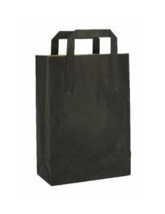 BOLSA PAPEL NEGRA ASA PLANA 20+10x28 CM 250 UD