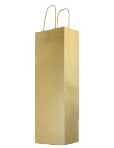 BOLSA PAPEL KRAFT BOTELLA VINO ASA RIZADA 14+8X40 250 UD