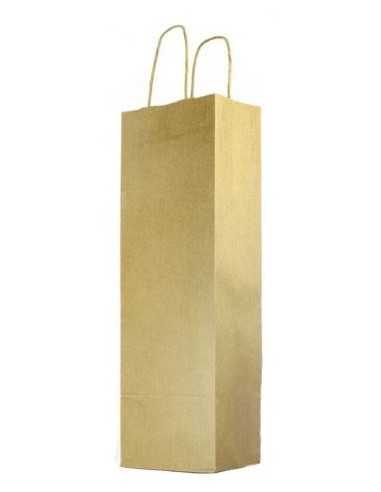 BOLSA PAPEL KRAFT BOTELLA VINO ASA RIZADA 14+8X40 250 UD