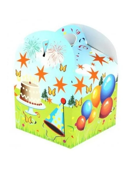 CAJITA PORTA MENÚ INFANTIL FIESTA 13x13x11,5 CM 250 UD