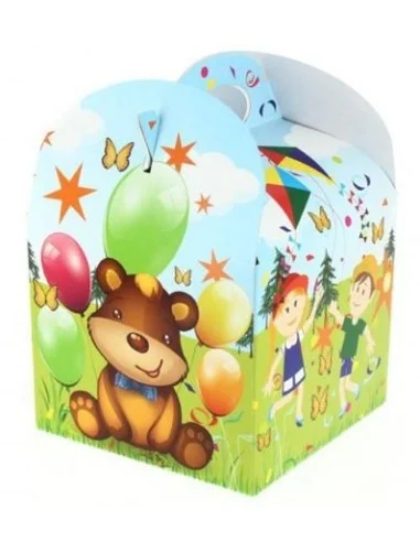 CAJITA PORTA MENÚ INFANTIL FIESTA 13x13x11,5 CM 250 UD