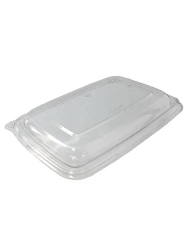 TAPA RPET RECTANGULAR PARA ENVASE TACOS FIBRA 950 ML 300 UD