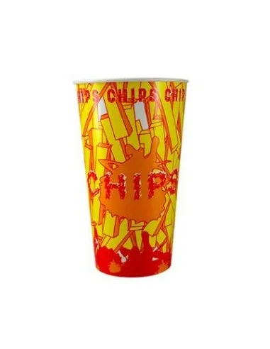 VASO CARTÓN PATATAS FRITAS CHIPS 9ØX13,5 CM 16 OZ 500 ML 1000 UD
