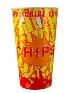 VASO CARTÓN PATATAS FRITAS CHIPS 10,4Ø X 17,7 CM 32 OZ 1000 ML 600 UD