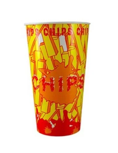 VASO CARTÓN PATATAS FRITAS CHIPS 10,4Ø X 17,7 CM 32 OZ 1000 ML 600 UD