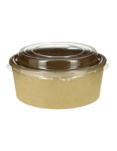 ENSALADERA DE CARTÓN KRAFT CON TAPA PET 550 ML 300 UD