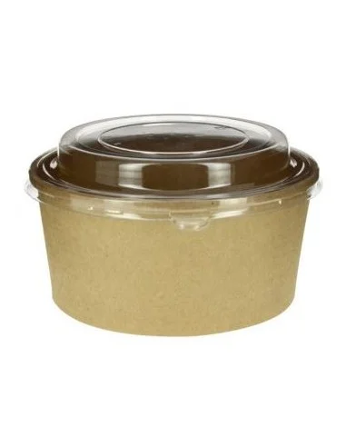 ENSALADERA DE CARTÓN KRAFT CON TAPA PET 750 ML 300 UD