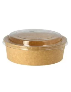 ENSALADERA DE CARTÓN KRAFT CON TAPA PET 948 ML 200 UD