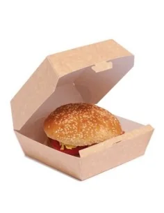 CAJA HAMBURGUESA CARTÓN KRAFT 12X12X8 CM 400 UD