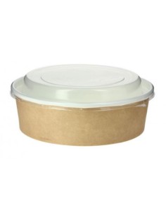 ENSALADERA DE CARTÓN KRAFT INTERIOR BLANCO CON TAPA PP 948 ML 100 UD