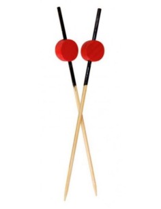 BROCHETA MADERA NEGRO Y ROJO 9 CM 400 UD