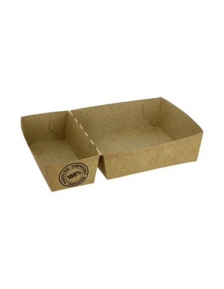 BARQUETA CARTÓN 2 HUECOS KRAFT 15,5x11x3,5 CM 250 UD