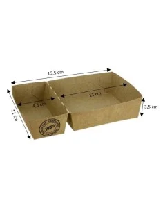BARQUETA CARTÓN 2 HUECOS KRAFT 15,5x11x3,5 CM 250 UD 2
