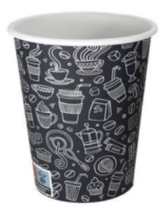 VASO CARTÓN 237 ML NEGRO DECORADO 8 OZ 8Ø 1000 UD