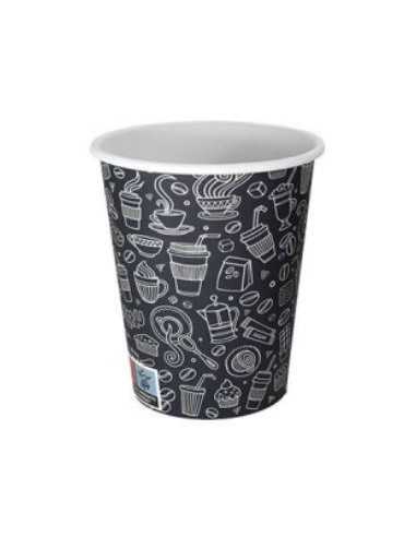 VASO CARTÓN 237 ML NEGRO DECORADO 8 OZ 8Ø 1000 UD