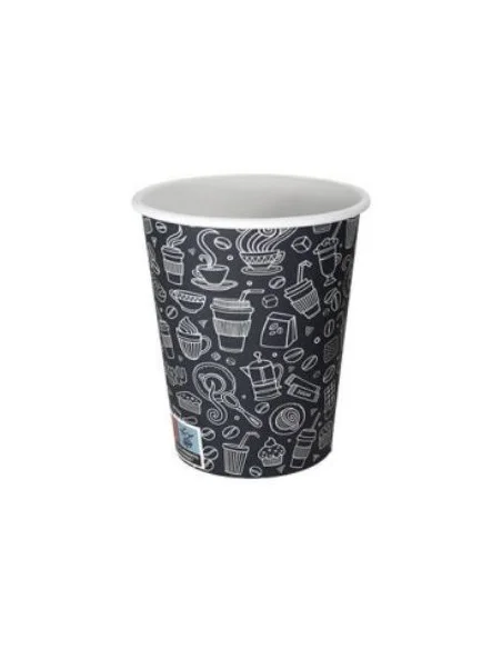 VASO CARTÓN 237 ML NEGRO DECORADO 8 OZ 8Ø 1000 UD