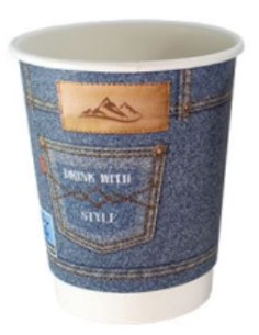 VASO CARTÓN 237 ML DOBLE PARED JEANS 8 OZ 8Ø 1000 UD