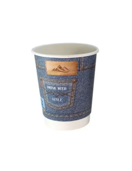 VASO CARTÓN 237 ML DOBLE PARED JEANS 8 OZ 8Ø 1000 UD