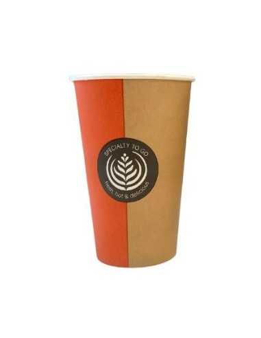 VASO CARTÓN 360 ML DOBLE PARED BICOLOR NARANJA 12 OZ 8Ø 1100 UD