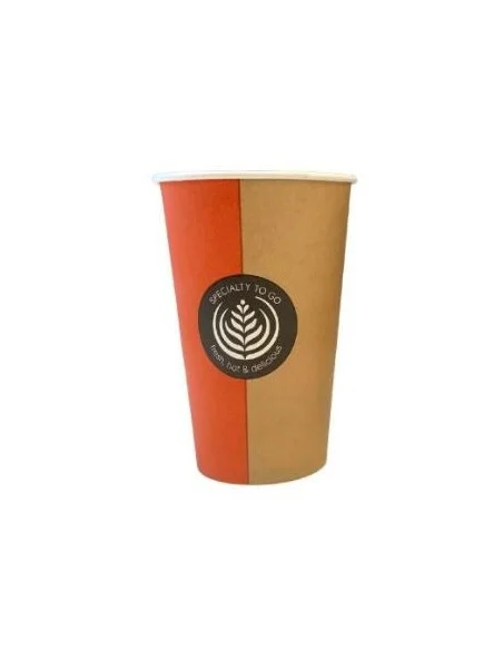 VASO CARTÓN 360 ML DOBLE PARED BICOLOR NARANJA 12 OZ 8Ø 1100 UD