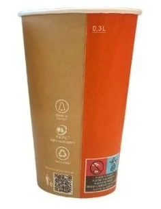 VASO CARTÓN 360 ML DOBLE PARED BICOLOR NARANJA 12 OZ 8Ø 1100 UD 2