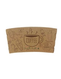 FUNDA VASO CARTÓN KRAFT DECORADA PARA VASO BOCA 8Ø 1000 UD