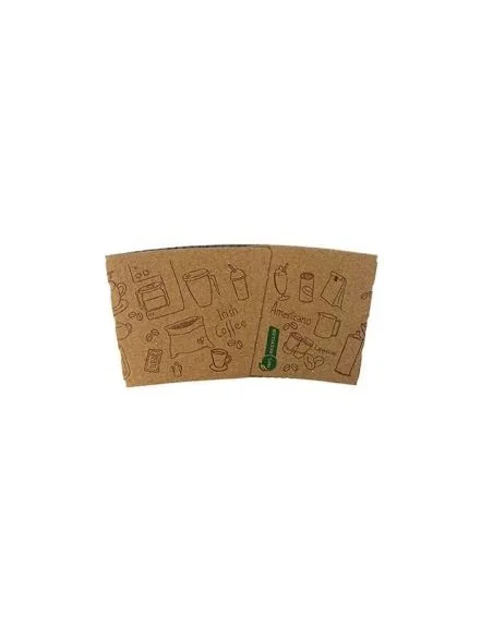 FUNDA VASO CARTÓN KRAFT DECORADA PARA VASO BOCA 9Ø 1000 UD